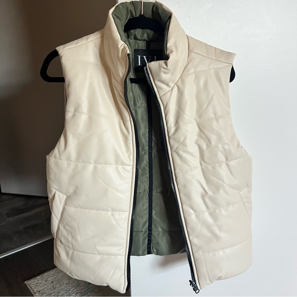 IVL Reversible Leather/Nylon Puffer Vest